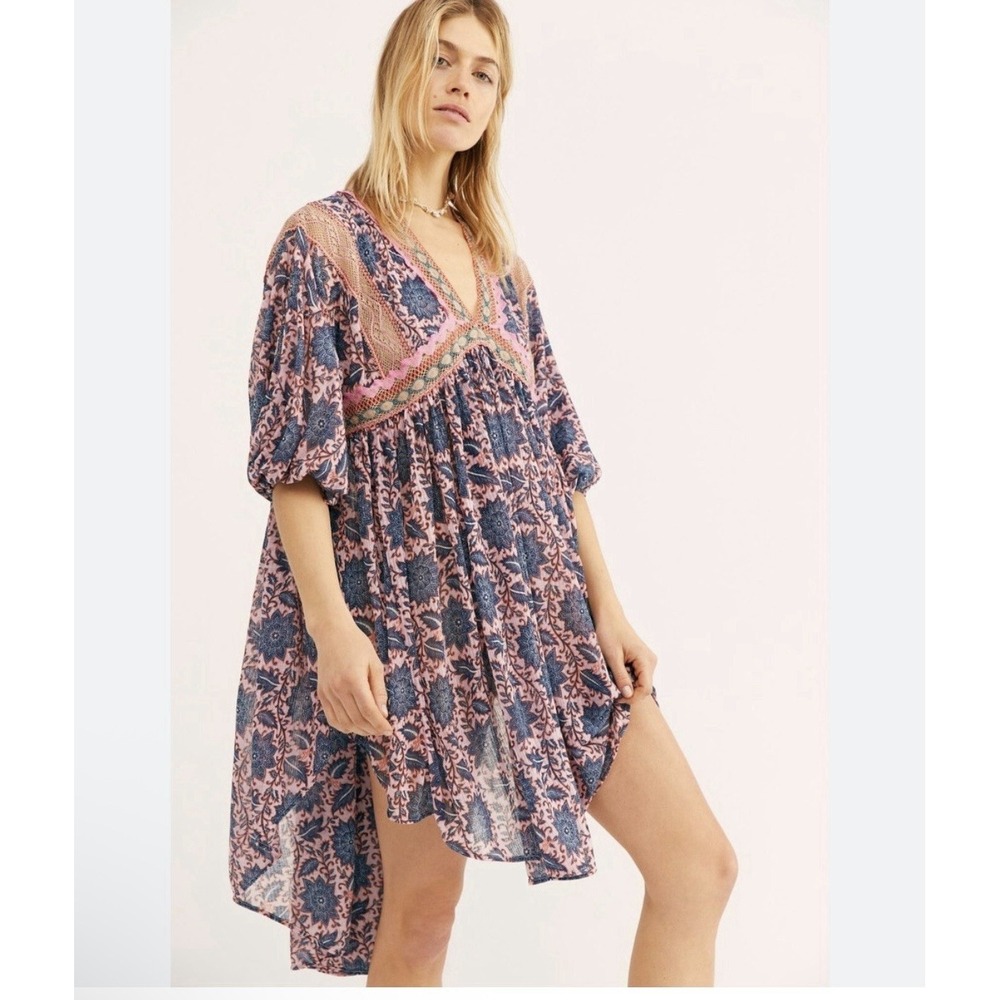 Free People Moon Child Maxi Top Women Large Embroidered Boho Hippie Festival